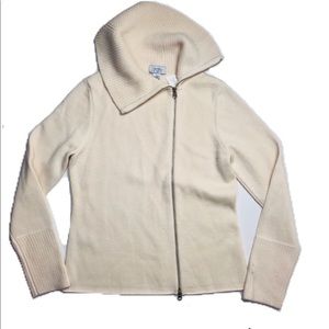 Ann Taylor Moto zip cashmere blend turtleneck Size LG.